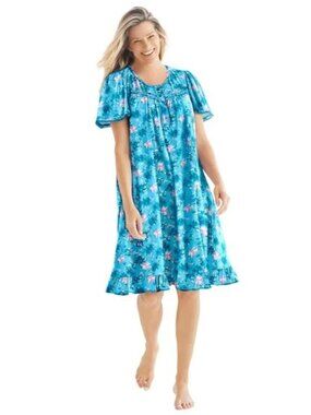 Dreams & Co. Floral Print Cotton Nightgown Plus Size L 18/20